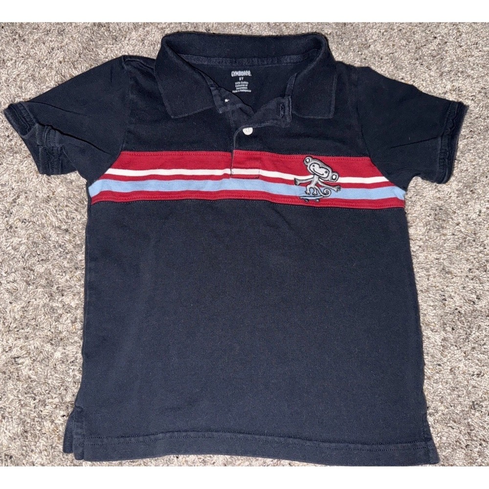 Gymboree boys SKATE LEGEND navy blue short sleeve polo top 2009 tee monkey 5T